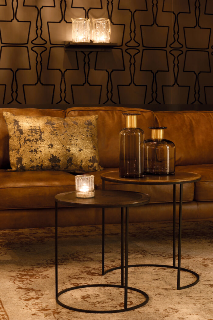 Side table S/2 41x46+49x52 cm TALCA ant copper+brnz edge - Afbeelding 3