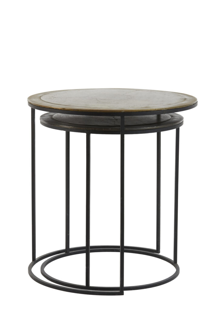 Side table S/2 41x46+49x52 cm TALCA ant copper+brnz edge - Afbeelding 5