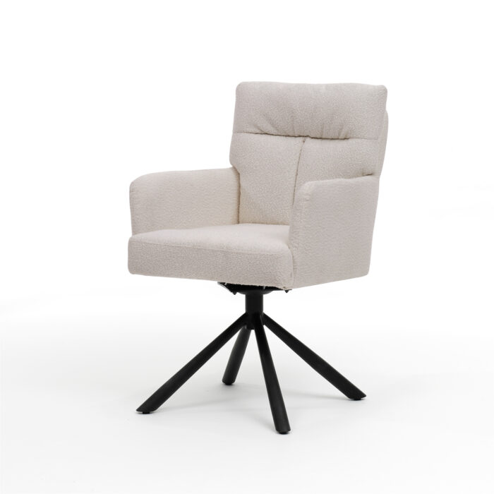 Fresco armstoel - Stof Teddy Natural - draaivoet zwart - Afbeelding 4